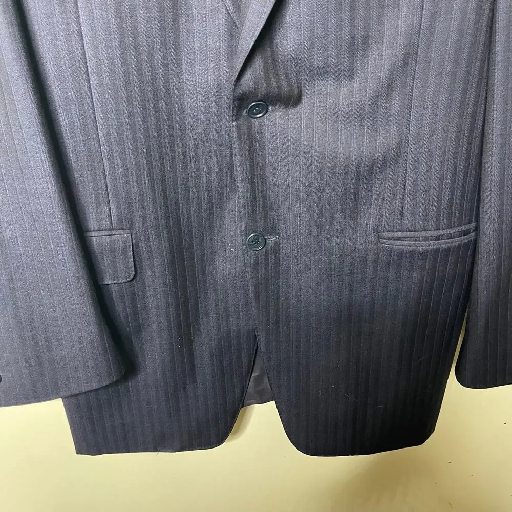 Canali navy blue pinstripe 100% wool 2 buttons sport jacket blazer sz 52 US 42